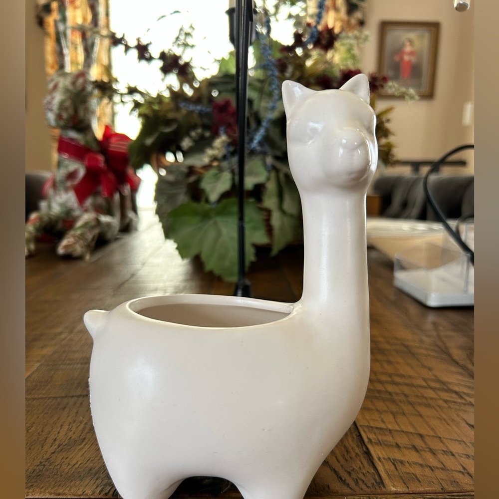 Two's Company White Ceramic Animal Planter